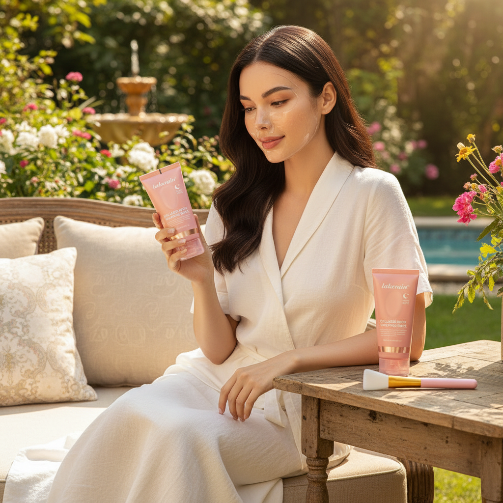 Collagen Wrapping Mask And Brush Set Rejuvenation Moisturize Brightening Korean Face Mask Make Glowy Skin Elasticity Facial Mask